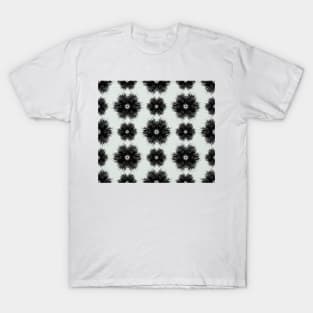 Black flowers brush strokes with stripes background T-Shirt